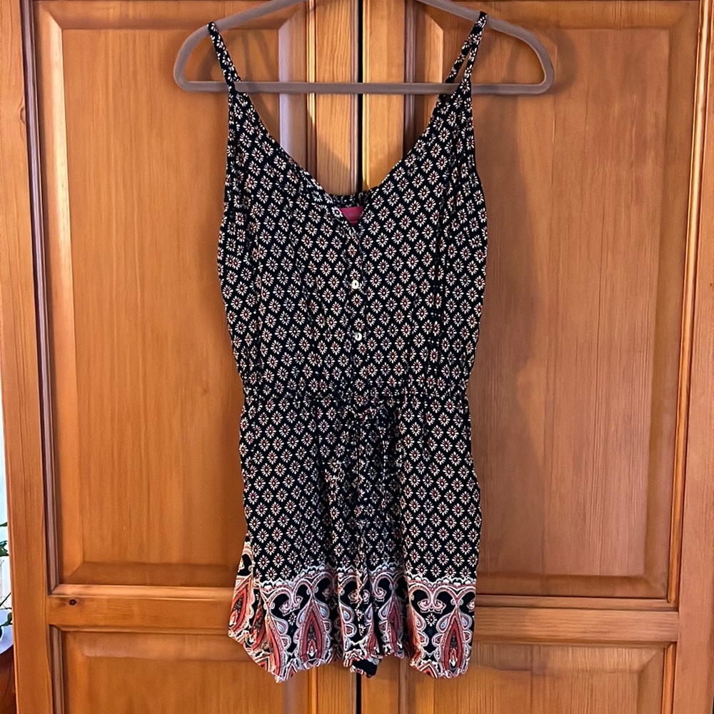 Ultra Pink black size S romper with pockets adjustable straps and waist good